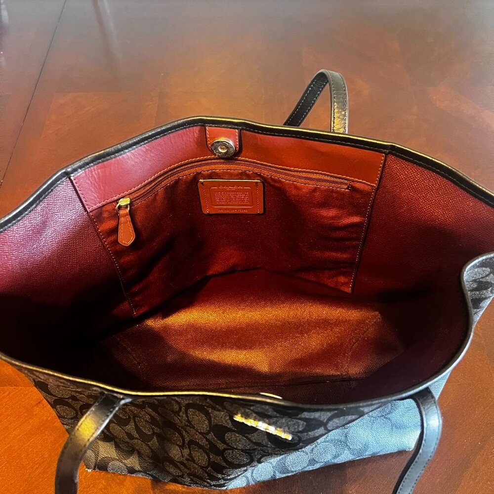 Coach City Tote Signature Canvas Black Shoulder Bag large‎ tote bag - Picture 12 of 13